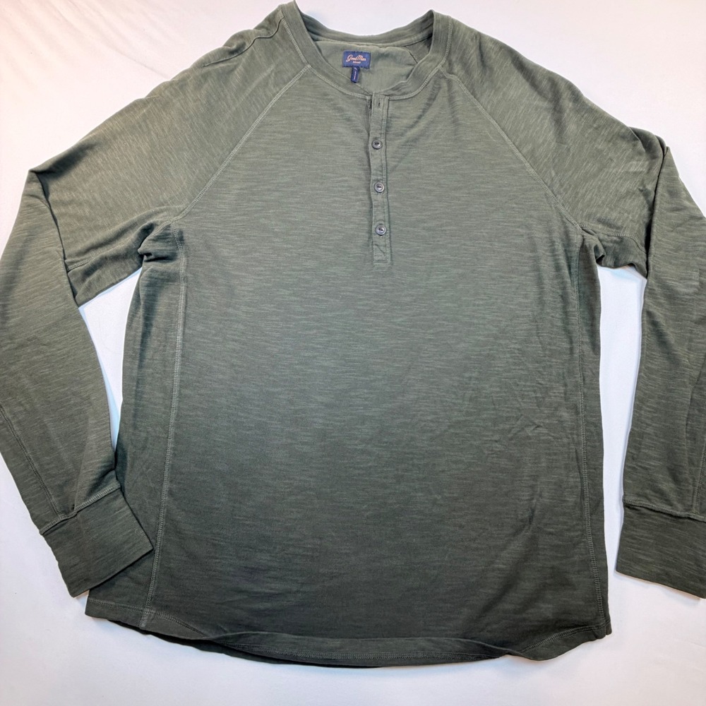 Good Man Brand Legend Slub Henley Shirt Men's XL Olive Green Cotton Long Sleeve